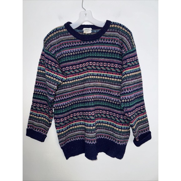 Laura Ashley Sweaters - Vintage Laura Ashley Medium Large Wool Nordic Sweater Fair Isle